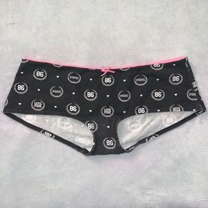 VS PINK panty boy short size M medium black pink logo monogram